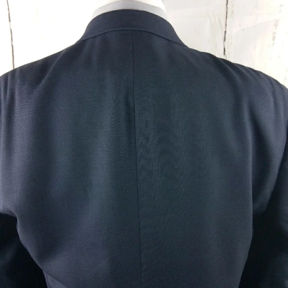 Austin Reed 43L Wool 2 Button Blue Hopsack Suit Blazer Jacket